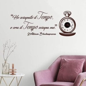 Orologio da parete con frase adesiva di Shakespeare
