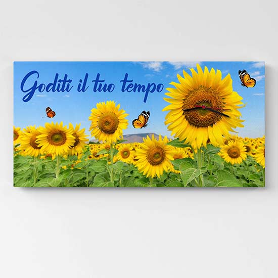 Stampa D'arte Su Tela Giclée, Soggetto Paesaggio Con Girasole, Riproduzione, Senza Marca