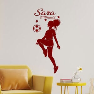Adesivi personalizzati con nome calciatrice da muro