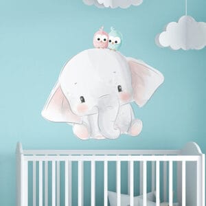 Adesivi murali bambini elefantino dipinto sulla parete
