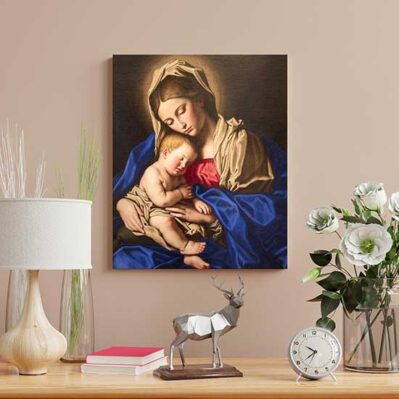 Quadro Madonna col bambino del Sassoferrato riproduzione su tela