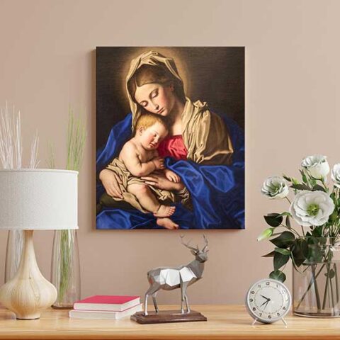 Quadro Madonna col bambino del Sassoferrato riproduzione su tela