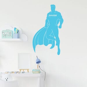 Adesivi murali personalizzati supereroe con nome per bambini