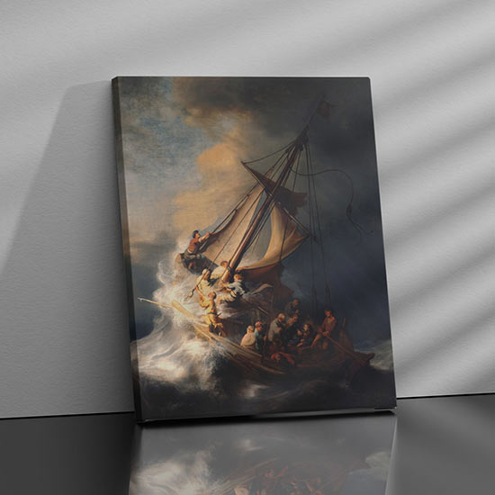 Quadro di Rembrandt Tempesta sul mare di Galilea stampa su tela