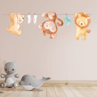 Adesivo Da Parete Per Cameretta Bambini - Motivo Animali Della Foresta, Dimensioni 217x145 Cm, Facile Da Applicare E Rimuovere