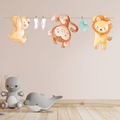 Samunshi 28 Adesivi Da Parete Per Cameretta Con Sirena E Animali - Decorazione Murale Per Bambini, UV Resistenti, Facili Da Applicare