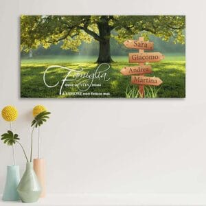 Quadro personalizzato con i nomi della famiglia stampato su tela