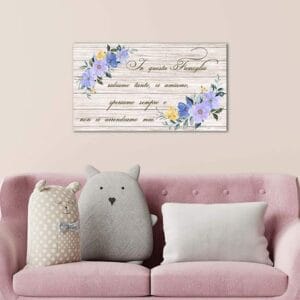 Quadro shabby chic con frase per la famiglia su tela