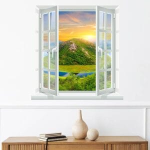 Adesivo murale finestra con panorama Trompe L'Oeil