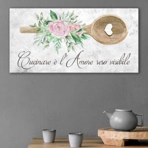 Quadro cucina in stile shabby chic con frase su tela