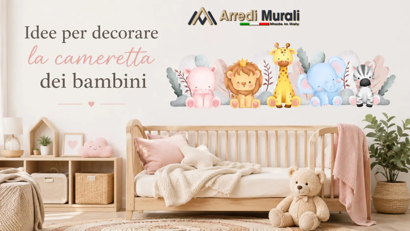 Idee per decorare la cameretta dei bambini con adesivi murali safari