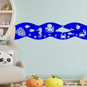 Adesivo Murale Delfino Tribale – Decalcomania Da Parete 120x71 Cm, Colore Nocciola, Per Soggiorno, Cameretta, Ufficio