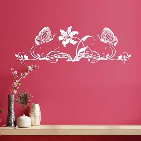 Decorazioni adesive da muro con fiori e farfalle