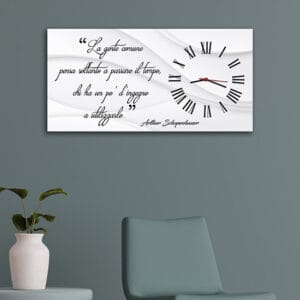 Quadro orologio da parete con citazione di Schopenhauer