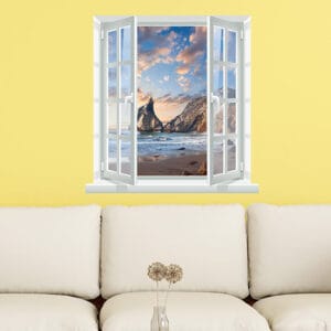 Adesivo murale 3d finestra sul mare sticker