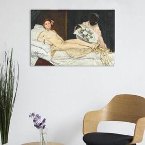 Quadro famoso Olympia di Manet riproduzione su tela