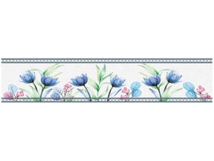 Bordo adesivo decorativo da parete con fiori ad acquerello