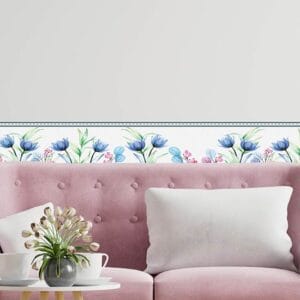 Bordo adesivo decorativo da parete con fiori stampati