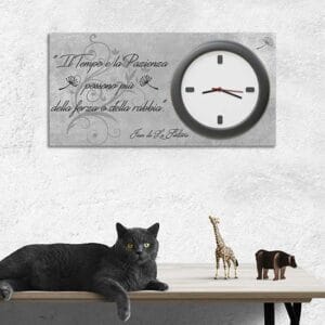 Orologio da muro con frase su tela quadro da parete