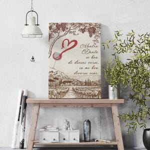 Stampa su tela quadro sul vino con frase