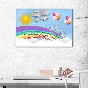 Stampa su tela con frase arcobaleno quadro decorativo