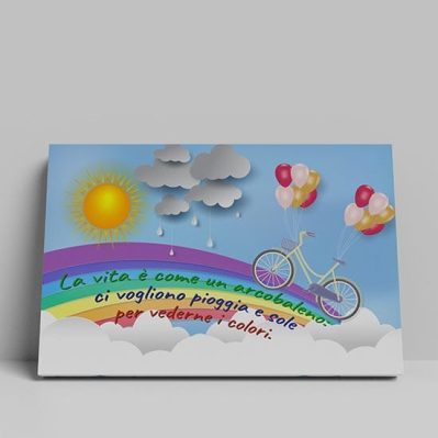 Stampa su tela con frase arcobaleno quadro moderno