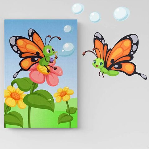 Quadro per bambini con stickers farfalla wall decor