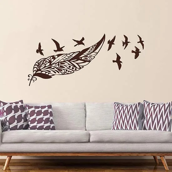 Kiwistar Adesivo Murale Con Rami E Uccellini - Decorazione Parete 6 Misure, Rimovibile