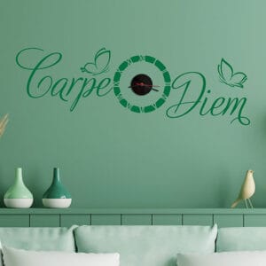 Orologio da muro carpe diem scritte adesive