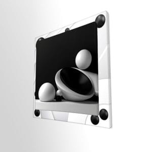 Quadro 3d bianco e nero su tela astratta