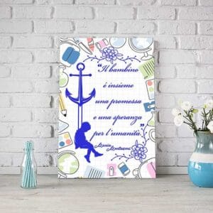 Stampa su tela con citazione di Montessori quadro per bambini