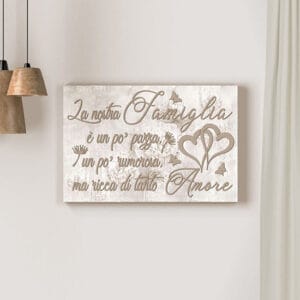 Stampa su tela shabby con frase famiglia quadro moderno