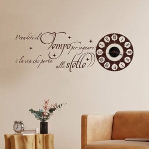 Orologio da parete di design con frase adesiva