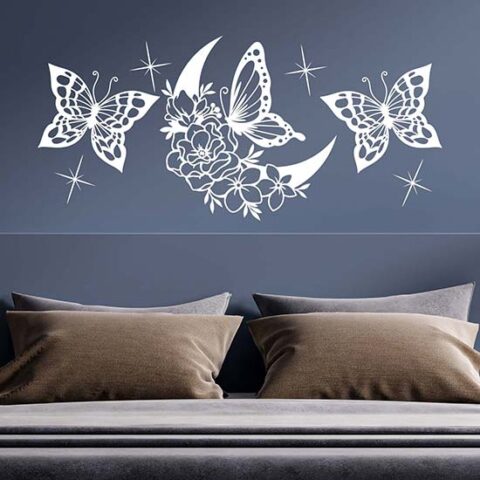 Farfalle adesive per la parete del letto
