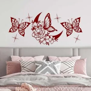Gosknor 24 Farfalle Adesive 3D Per Parete - Rosse, Bianche E Blu, Due Misure, Rimovibili - 5