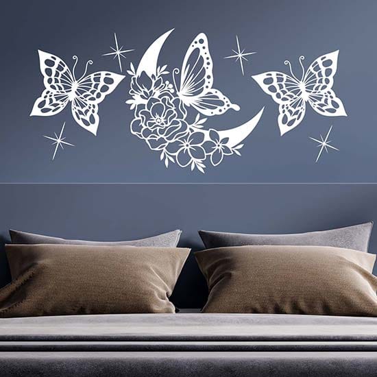 Adesivi Murali INDIGOS W521 - 40 Farfalle Argento Dimensioni Variabili - Decorazione Parete Rimovibile