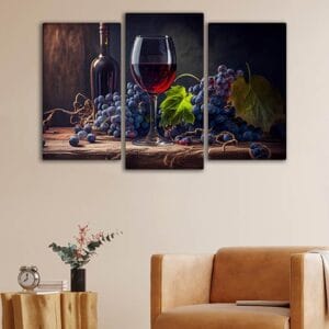 Quadri moderni con vino su tela effetto dipinto