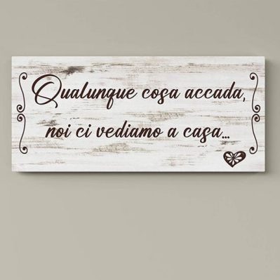 Quadro shabby con frase per la casa su tela