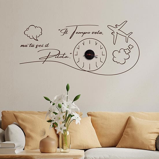 Orologio a muro con adesivi da parete di design