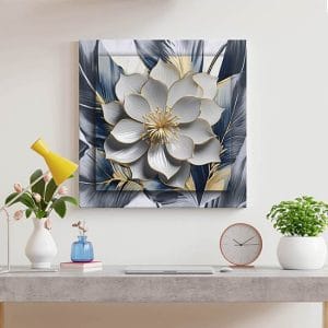 Quadro 3d con fiore arte moderna multilivello
