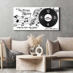 Quadro orologio con frase sulla musica stampa