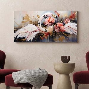 Orologio da parete su quadro artistico stampato su tela