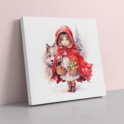Quadretto per bambini con cappuccetto rosso stampato su tela