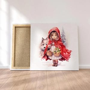 Quadretto per bambini con cappuccetto rosso su tela