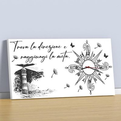 Orologio da muro su quadro moderno rosa dei venti