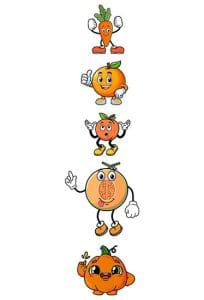 Disposizione adesivi simpatici con frutta e verdura