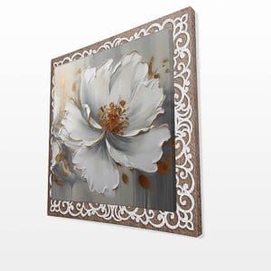Quadro 3d multilivello con fiore dipinto stampato