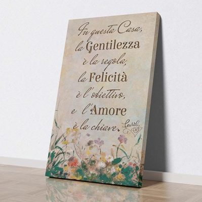 Quadro per soggiorno con frase sulla famiglia su tela