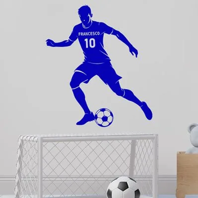 DC-18025 Adesivo Murale Personalizzato Calcio – Nome A Scelta, Dimensioni 30x20 / 60x48 / 90x60 Cm, Nero