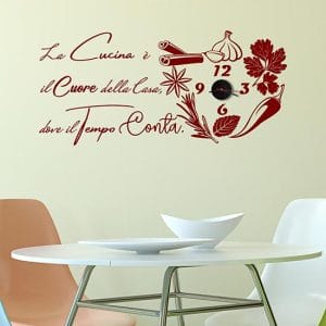 Orologio da muro con adesivi per cucina di design